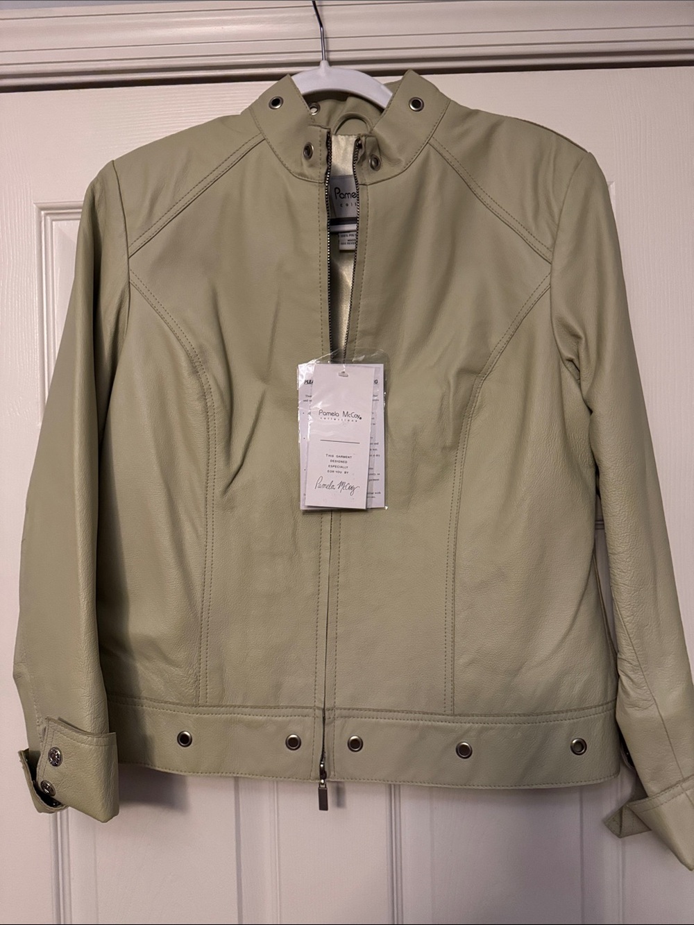 Pamela McCoy leather jacket-light green with full zip. New with tags…